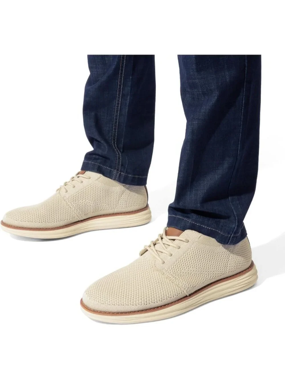 Bruno Marc Men's Apricot Rubber Lace up Lightweight Casual Walking Sneakers